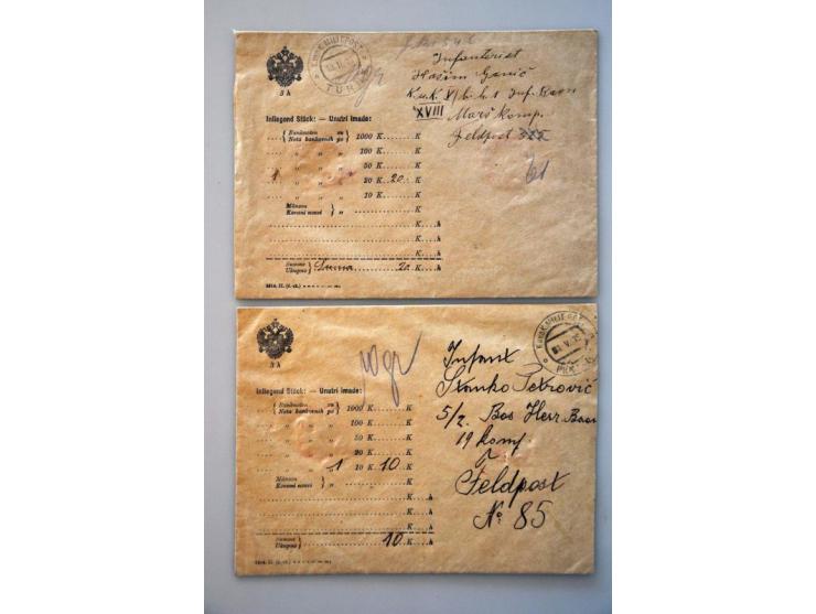 Amtlicher Geldbriefumschläge (10 ex.) all franked with issue 1912, fine/very fine (see Handbook Ferchenbauer pages 389-392)