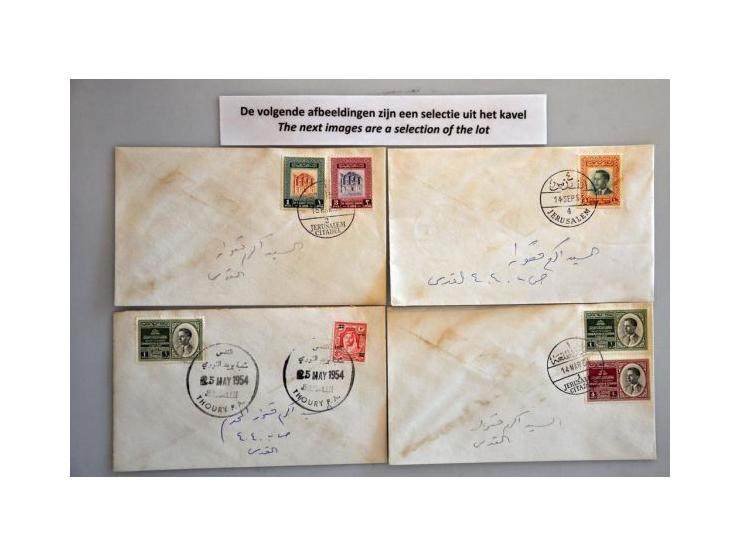 about 55 philatelic covers ca. 1950-1954 with Jordanian or Palestinian frankings and mainly with clear cancels of different c