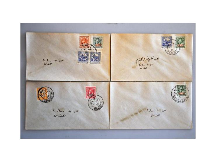 about 55 philatelic covers ca. 1950-1954 with Jordanian or Palestinian frankings and mainly with clear cancels of different c