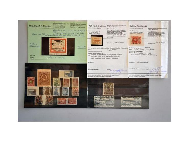 including better material (a.o. Batumsk Mi. no. 41 with Mikulski certificate, Friends of the Air Fleet vignette 5 roubles for