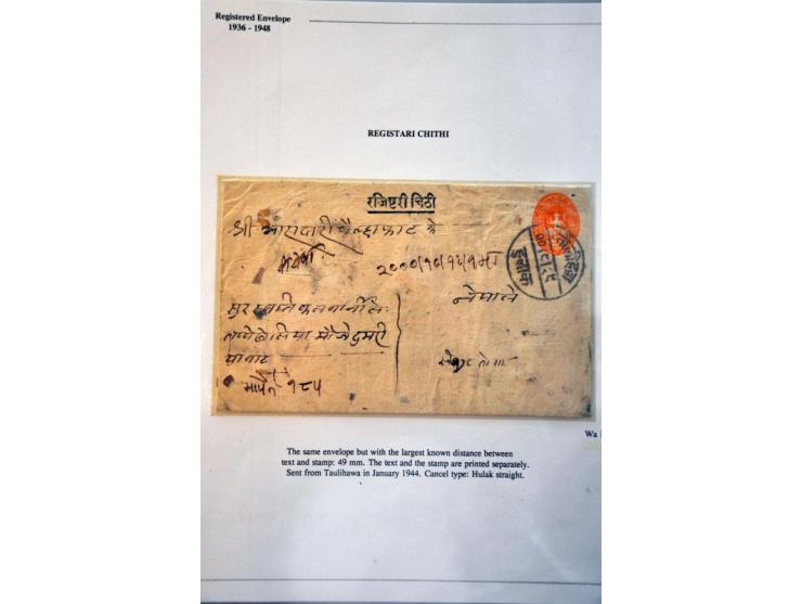 4 registered envelopes 24 paisa orange, used 1940-1944, with small varieties, fine-very fine, all H&G 1 (Wa 2x 1a, 1b and 1c)
