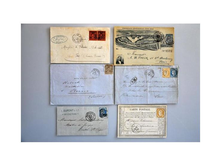collection of over 60 19th century franked covers including foreign destinations (a.o. Mexico), frankings, cancellations (a.o