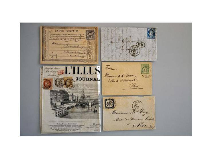 collection of over 60 19th century franked covers including foreign destinations (a.o. Mexico), frankings, cancellations (a.o