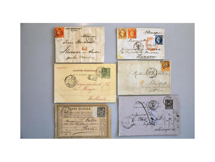 collection of over 60 19th century franked covers including foreign destinations (a.o. Mexico), frankings, cancellations (a.o