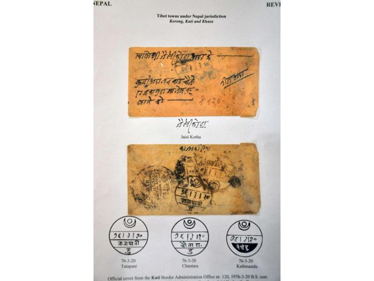 7 stampless envelopes 1901-1914 from the Tibet border administration Kerong, Kuti and Khasa (Tibet towns under Nepal jurisdic