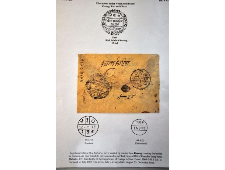 7 stampless envelopes 1901-1914 from the Tibet border administration Kerong, Kuti and Khasa (Tibet towns under Nepal jurisdic
