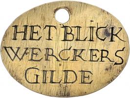 Historiepenningen Gildepenning ´s-Hertogenbosch, Blikwerkers z.j, no.35 (Wittop Koning onbekend) Wittop Koning 15-1 messing Z