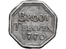 Historiepenningen Broodpenning 1770, O.L.V.kerk te Brugge, lood Minard van Hoorebeke 172 ZF-