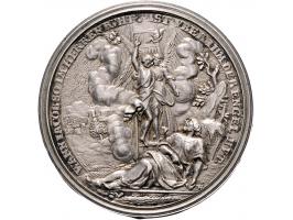 Historiepenningen Schraub-medaille, AG, 43 mm - VZ Christus / KZ Allegorische voorstelling, omschrift : wann.jacob.so.im herr