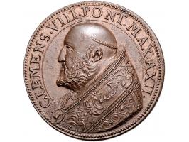 Historiepenningen Clemens VIII (1592-1605), medal 1600 yr. 12 in bronze, Velino River and Marmore Falls - Obv: bust left / Re