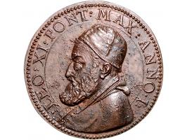 Historiepenningen Leo XI, medal 1605 in bronze - Obv: bust right / Rev: lion and bees, by G. Rancetti, 32 mm, good VF, restri