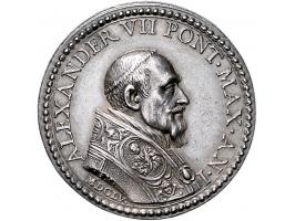Historiepenningen Papal States, Alexander VII (1655-67), medal 1655 in silver - Obv: bust right / Rev: bust of Christ left, b