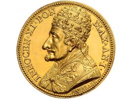 Historiepenningen Innocent XI (1676-89), medal yr. 1 in gold - Obv: bust left / Rev: Christ and St. Peter, by Hamerani, 29 mm