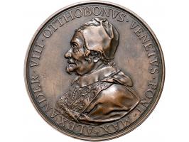 Historiepenningen Alexander VIII (1689-91), the Pope's monument, medal n.d. in bronze - Obv: bust left / Rev: elevation of th