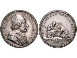 Historiepenningen Clemens XI (1700-21), medal yr. 3 in silver - Obv: bust right / Rev: Christ washing feet of St. Peter, by H