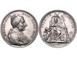 Historiepenningen Papal States, Benedict XIII, medal 1726 in silver - Obv: bust right / Rev: angel offering flower to pope, b