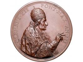Historiepenningen Papal States, Clemens XII (1730-40), medal 1734 in bronze, the lazzaretto built at Ancona - Obv: bust right