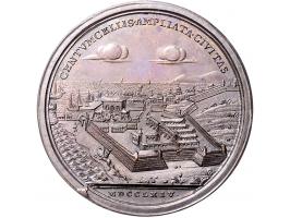 Historiepenningen Papal States, Clemens XIII (1758-69), medal 1764 in bronze, Civita vecchia enlarged - Obv: bust left / Rev: