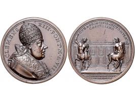 Historiepenningen Papal States, Clemens XIII (1758-69), medal yr. 7 in bronze - Obv: bust right, by Hamerani EF