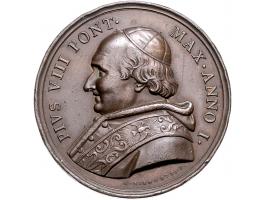 Historiepenningen Papal States, Pius VIII (1829-31), medal 1829 in bronze - Obv: bust left / Rev: the religion, by G. Giromet