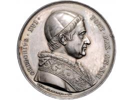 Historiepenningen Gregorius XVI (1831-46), medal 1842 in silver, the fort of Ancona - Obv: bust right, by G. Cerbara, 43 mm, 
