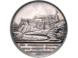 Historiepenningen Gregorius XVI (1831-46), medal 1842 in silver, the fort of Ancona - Obv: bust right, by G. Cerbara, 43 mm, 