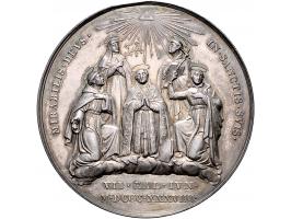 Historiepenningen Papal States, Gregorius XVI (1831-46), medal 1839 in silver - Obv: bust left / Rev: 5 new saints, by G. Gir