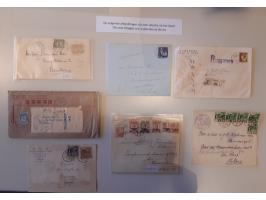 en Indonesië poststukken (ca. 60 ex.) vanaf 1885 w.b. aantekenstrookjes, luchtpost, roodfrankeringen, incoming mail etc. Teve