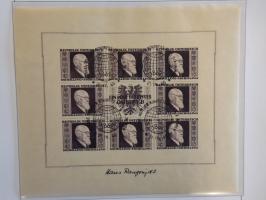 Karl Renner miniature sheets 1 - 5 schilling with commemorative cancellation Internat. Hotelier Kongress des I.H.V. in Wien 2