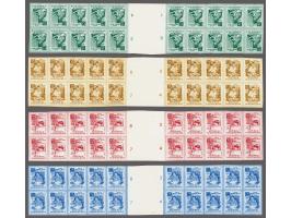 Blind relief fund 15 sen-75 sen in blocks of 20 with  2 gutter pairs (in gutter crease), some brown spots, cat.v. 17.000,++, 
