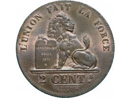België 2 centimes 1842 in het jaartal is 42 slecht geslagen, vermoedelijk een fout in het stempel - Pr