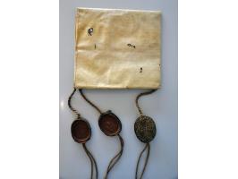 Miscellaneous Handgeschreven medische bul met lakstempels, 15e eeuw, Lakzegel Bohemen Karel I 1346-1378, als Karel IV Keizer 