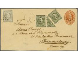 1 cent grijsgroen type II tanding 13½ x 13¼ (2x en gehalveerd ex.) en 12½ cent grijs tanding 12½ kleine gaten op envelop G. 6