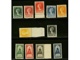 2 cent t/m 5 gulden w.b. met velrand, nr. 131 uiterst miniem plakkerspoortje, cat.w. 1030