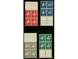 Kind 1½ t/m 12½ cent in blokken van 4 met velrand, cat.w. 320