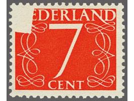 Cijfer 7 cent oranjerood met variëteit deels onbedrukt, pracht ex.