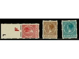 Vierzijdig 12½ cent lilaroze met velrand en knipteken, 40 cent bruin (miniem plakkerspoortje) en 50 cent blauwgroen, cat.w. 2