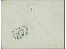 30 cent groen tanding 12½ grote gaten in paar op aangetekend Duits postwaardestuk 10 pfennig (ongeldig gemaakt met geschreven