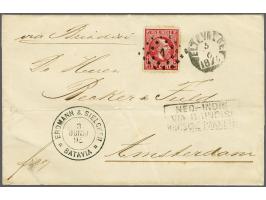 50 cent karmijn op briefomslag van Weltevreden 3-6-1876 over Brindisi naar Amsterdam, fris pracht ex.