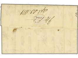 Complete brief van Curaçao 23-4-1811 naar Philadelphia (USA) met rood aankomststempel en geschreven W. Moutein (kapiteinsnaam