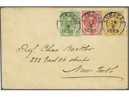 2½ cent groen tanding 13½ x 13¼ grote gaten, 5 cent rood tanding 13½ x 13¼ grote gaten en 12½ cent geel tanding 12½ kleine ga