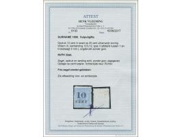 Hulpuitgifte 10 op 25 cent ultramarijn tanding 12½ x 12 in type II, pracht ex. met certificaat Vleeming 2017, cat.w. 700