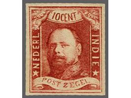 10 cent wijnrood pos. 71, breedrandig pracht ex. gesigneerd Brun. Schitterend van kleur!, cat.w. 400
