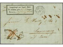 Landmailzegel met Mail en koper schuin onder elkaar en variëteit Aangebragt met hoogstaande "t"  en waarde-aangifte f 2,16 ko