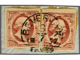Beverwyk C (Ey 700) volledig op 10 cent rood plaat III pos. 39 en 79 op fragment, pracht ex. Herkomst: collectie Reed (1995)