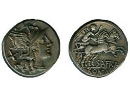 Republiek, S. Afra 150 b.C. AR denarius, rev. Victoria in biga, Seaby Spurius Africanus vf-ef