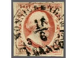 Monnickendam B (Ey 500) op 10 cent karmijn plaat I pos. 55, pracht ex. Voor dit lastige stempel een zeer acceptabele afdruk!