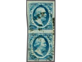 Woudrichem A (Ey 900) op 5 cent donkerblauw plaat III in verticaal paar, pracht ex. Het Corinphila-archief meldt 10 afdrukken