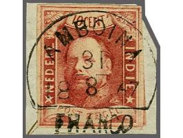 Amboina (Voerman 225) mooi op 10 cent wijnrood op fragment, pracht ex.