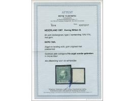 20 cent donkergroen type I tanding 12¾ x 11¾, pracht ex. met certificaat Vleeming 2017: Gomloze plek overigens fris zegel zon